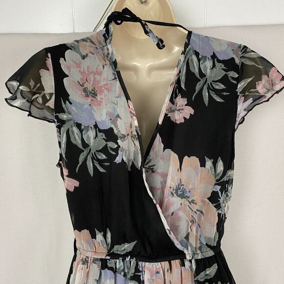 Band of Gypsies Maxi Dress Women Small Black Floral Sheer Cottagecore Moissanite - Picture 7 of 15